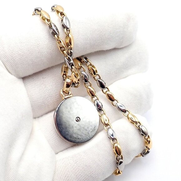 Authentic! Bulgari Bvlgari 18k Yellow Gold Steel Diamond Zodiac Pendant Necklace - Picture 10 of 16